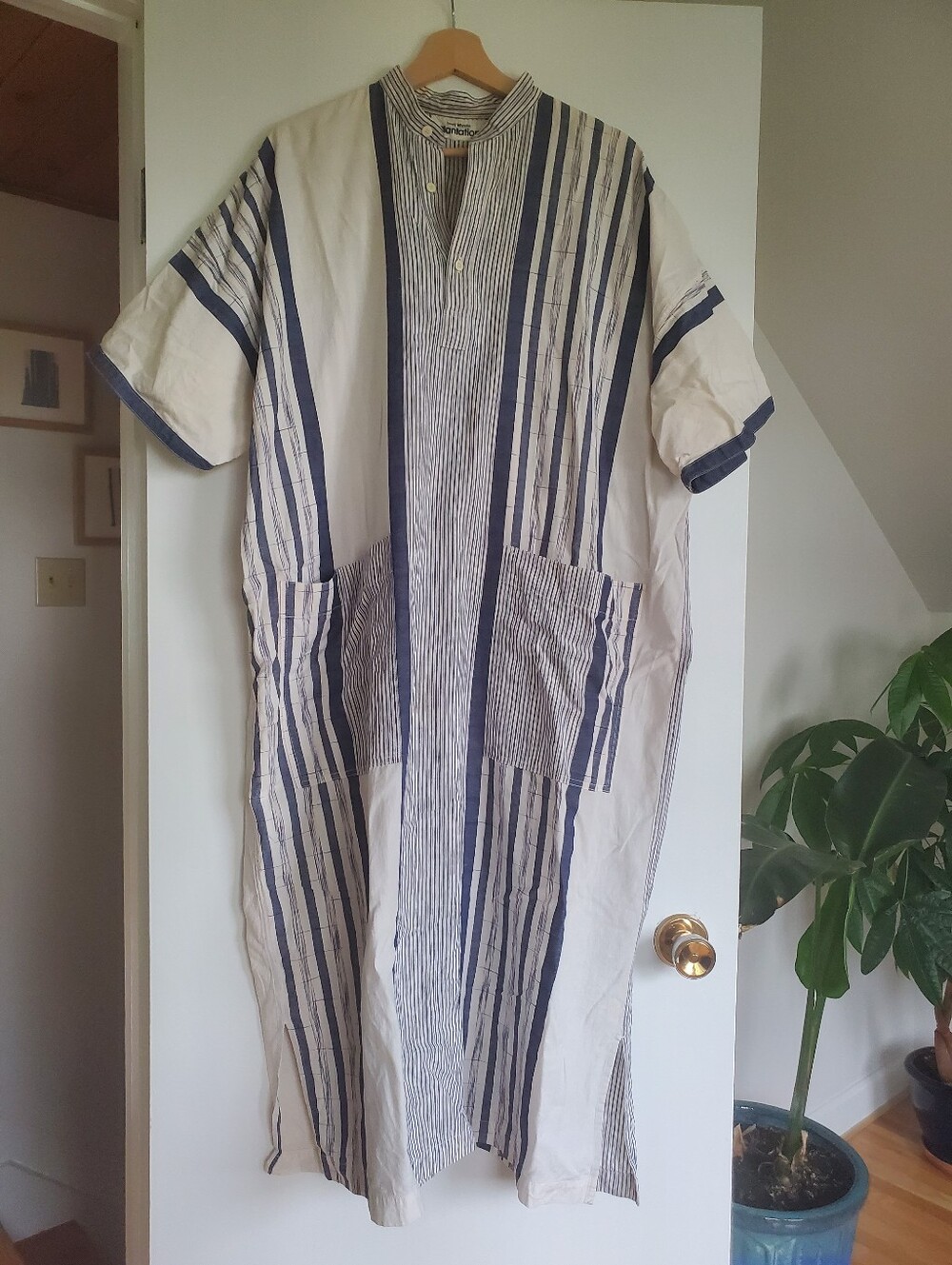 Issey Miyake Plantation oversized striped tunic dress